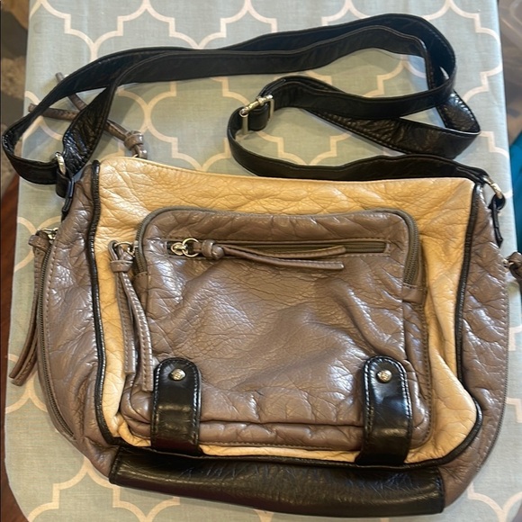 Bueno Handbags - Bueno Cream and Brown Crossbody Bag with Stylish Design and Adjustable Strap
